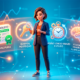 Uma ilustração 3D conceitual, moderna e humanizada sobre a tomada de decisão financeira. No centro, uma figura humana estilizada (representando o consumidor) observa um leque de ícones holográficos brilhantes que flutuam à sua frente, simbolizando suas variadas motivações: um boleto com um selo de aprovação (disciplina), a chave de uma casa brilhante (sonhos), um relógio de bolso moderno (visão de longo prazo) e um cérebro iluminado (educação financeira). No fundo, gráficos de linha tradicionais (representando as taxas de juros) aparecem de forma secundária e levemente desfocada, mostrando que o lado humano e os desejos pessoais se sobrepõem à frieza dos números. A paleta de cores mistura tons quentes de laranja e dourado (emoção, sonhos) com azuis corporativos (segurança, finanças). Estilo de arte digital editorial, limpo e empático. Alta resolução, proporção 16:9 (820x468)